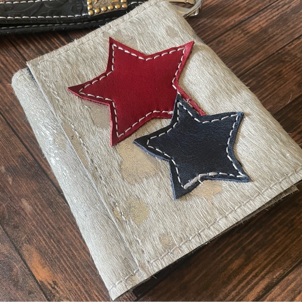 Leather Stars Wallet Western Country Cowgirl Red‎ White Blue wristlet - Picture 2 of 10
